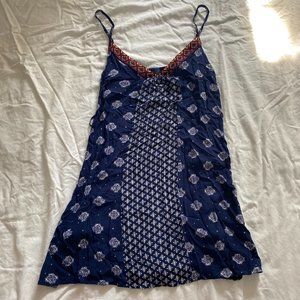 Blue Rain Navy Blue Patterned Sun Dress